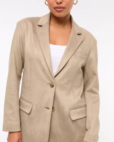 Abercrombie & Fitch Vegan Suede Slouchy Blazer In Brown