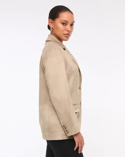 Abercrombie & Fitch Vegan Suede Slouchy Blazer In Brown