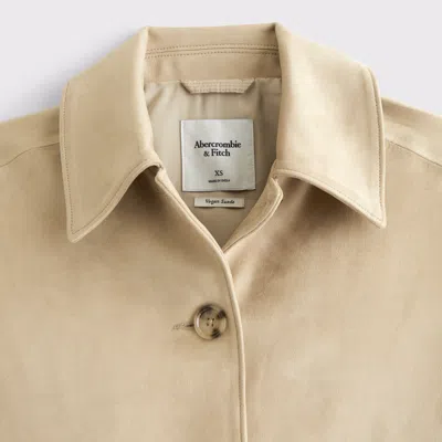 Abercrombie & Fitch Vegan Suede Button-through Jacket In Brown