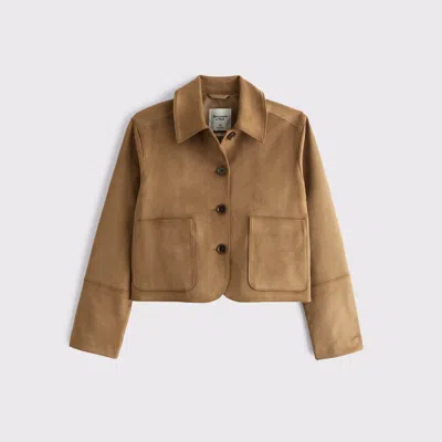 Abercrombie & Fitch Vegan Suede Button-through Jacket In Burgundy