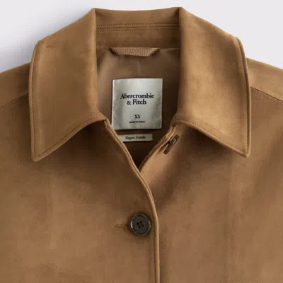 Abercrombie & Fitch Vegan Suede Button-through Jacket In Burgundy