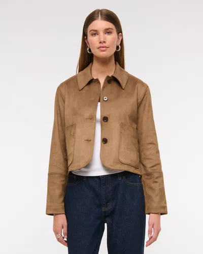 Abercrombie & Fitch Vegan Suede Button-through Jacket In Burgundy