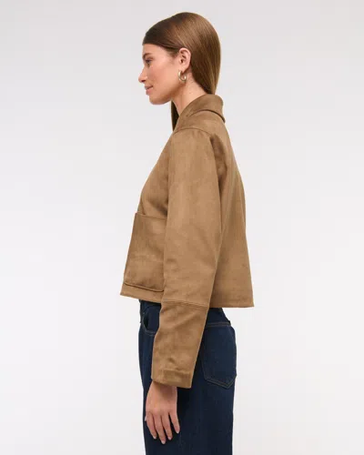 Abercrombie & Fitch Vegan Suede Button-through Jacket In Burgundy