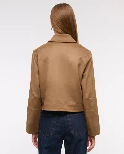 Abercrombie & Fitch Vegan Suede Button-through Jacket In Burgundy