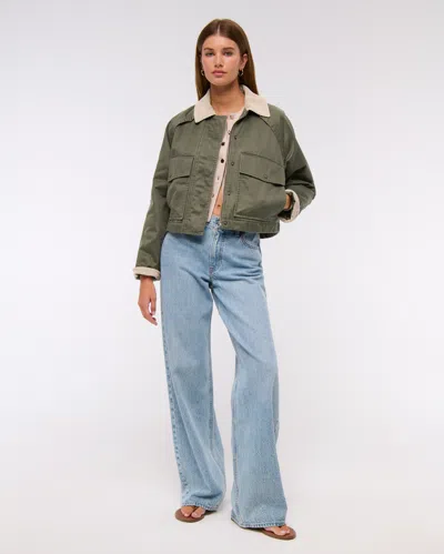 Abercrombie & Fitch Short Waxed Chore Jacket In Green