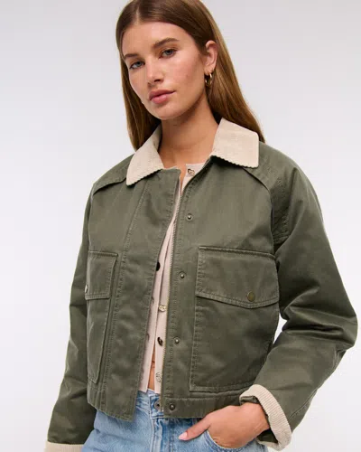 Abercrombie & Fitch Short Waxed Chore Jacket In Green