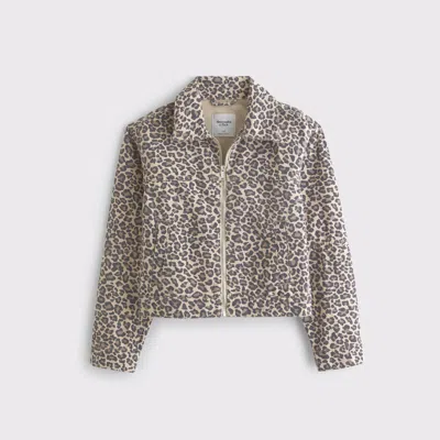 Abercrombie & Fitch Denim Zip-up Jacket In Brown