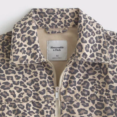 Abercrombie & Fitch Denim Zip-up Jacket In Brown