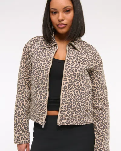 Abercrombie & Fitch Denim Zip-up Jacket In Brown