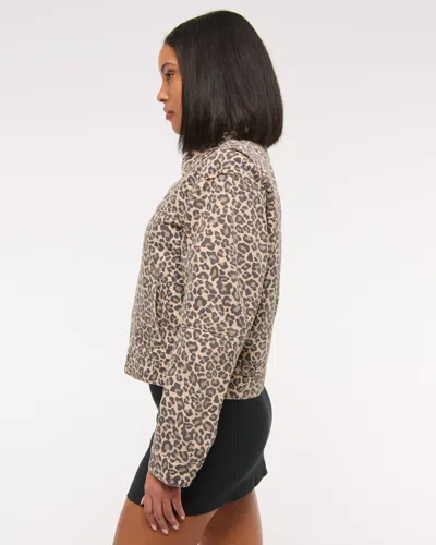 Abercrombie & Fitch Denim Zip-up Jacket In Brown