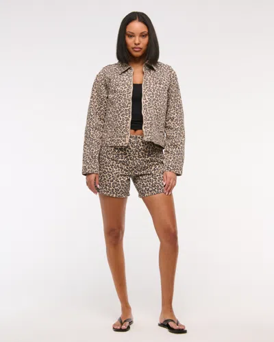 Abercrombie & Fitch Denim Zip-up Jacket In Brown