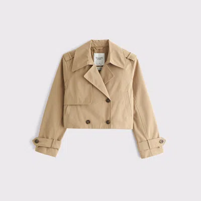 Abercrombie & Fitch Cropped Trench Coat In Brown