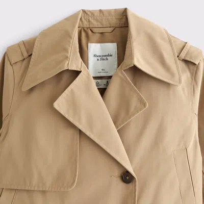 Abercrombie & Fitch Cropped Trench Coat In Brown