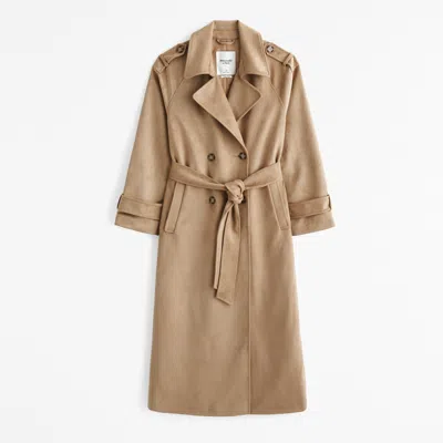 Abercrombie & Fitch Faux Suede Trench Coat In Sand