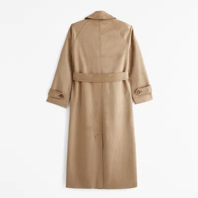 Abercrombie & Fitch Faux Suede Trench Coat In Sand