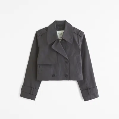 Abercrombie & Fitch Cropped Trench Coat In Gray