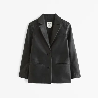 Abercrombie & Fitch Vegan Leather Blazer In Black