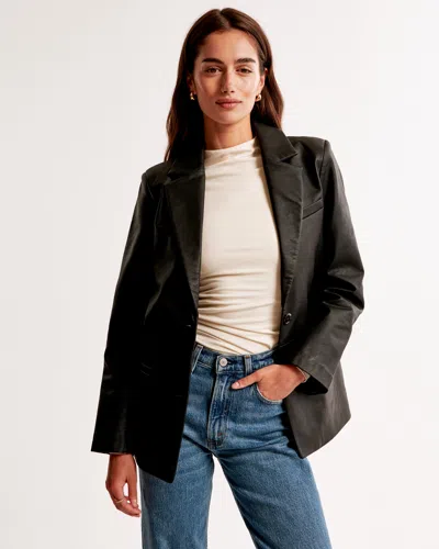 Abercrombie & Fitch Vegan Leather Blazer In Black