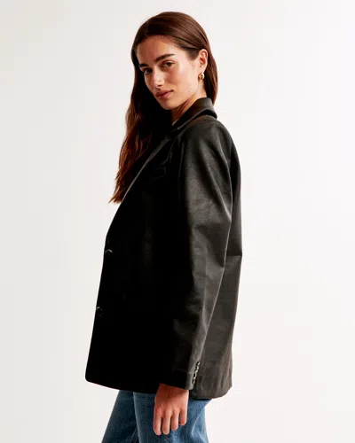 Abercrombie & Fitch Vegan Leather Blazer In Black