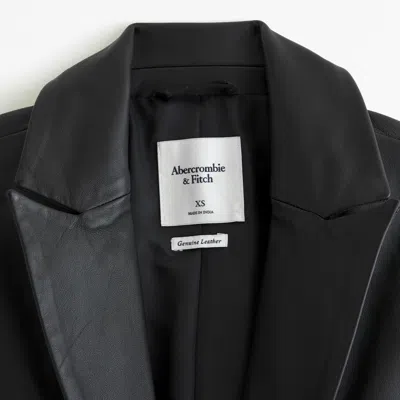 Abercrombie & Fitch Genuine Leather Blazer In Black
