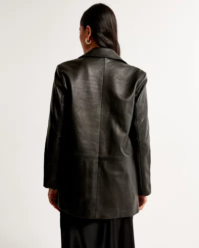Abercrombie & Fitch Genuine Leather Blazer In Black