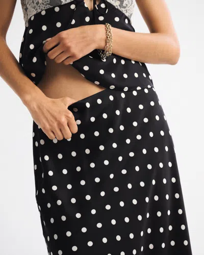 Abercrombie & Fitch High Rise Satin Midi Skirt In Black