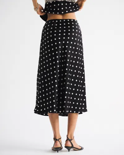 Abercrombie & Fitch High Rise Satin Midi Skirt In Black