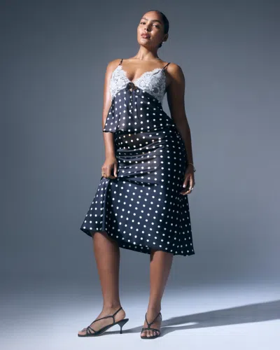 Abercrombie & Fitch High Rise Satin Midi Skirt In Black