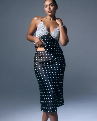 Abercrombie & Fitch High Rise Satin Midi Skirt In Black