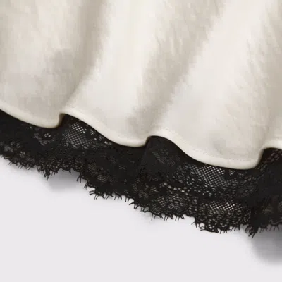 Abercrombie & Fitch High Rise Satin Lace-hem Midi Skirt In White