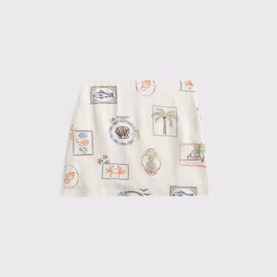 Abercrombie & Fitch The A&f Scarlett Curve Love Linen-blend Mini Skort In Brown