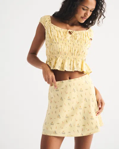 Abercrombie & Fitch The A&f Sienna Linen-blend Mini Skort In Yellow