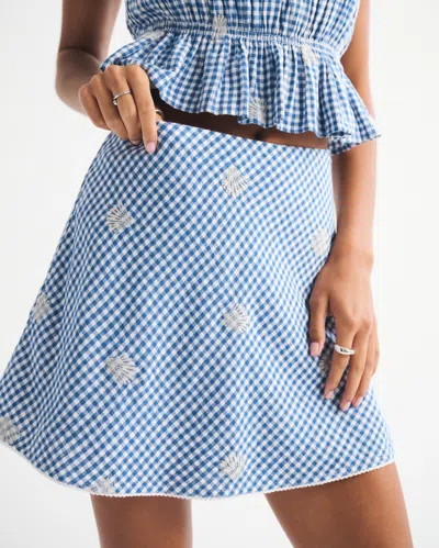 Abercrombie & Fitch The A&f Sienna Linen-blend Mini Skort In Blue