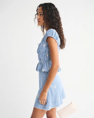 Abercrombie & Fitch The A&f Sienna Linen-blend Mini Skort In Blue