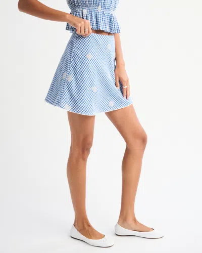 Abercrombie & Fitch The A&f Sienna Linen-blend Mini Skort In Blue