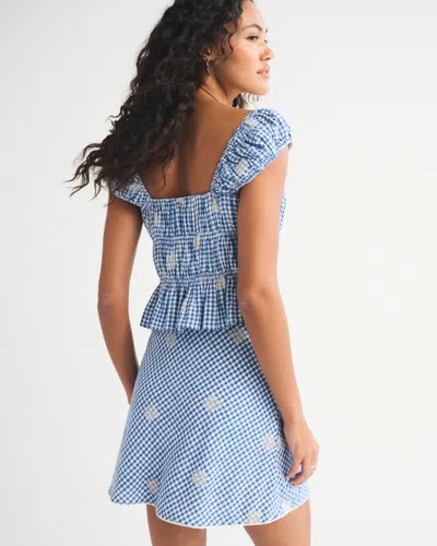 Abercrombie & Fitch The A&f Sienna Linen-blend Mini Skort In Blue