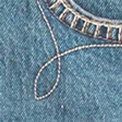 Abercrombie & Fitch Curve Love Embroidered Denim Mini Skirt In Blue