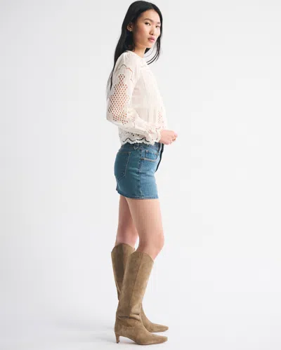 Abercrombie & Fitch Embroidered Denim Mini Skirt In Blue