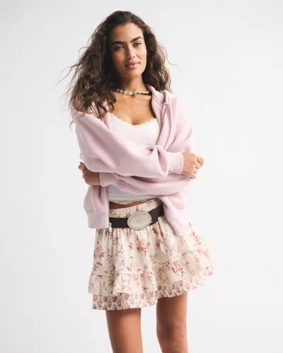 Abercrombie & Fitch High Rise Lace-trim Ruffle Mini Skort In White