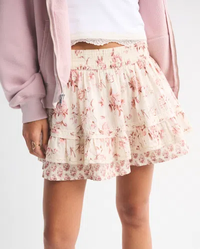 Abercrombie & Fitch High Rise Lace-trim Ruffle Mini Skort In White