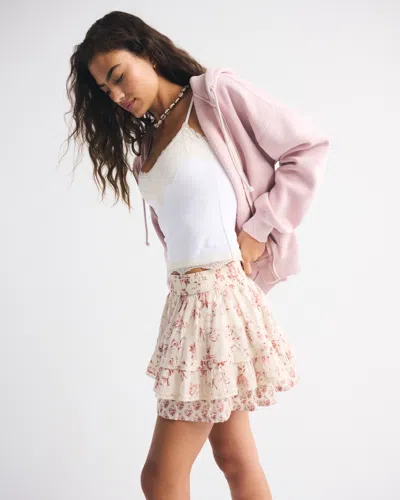 Abercrombie & Fitch High Rise Lace-trim Ruffle Mini Skort In White