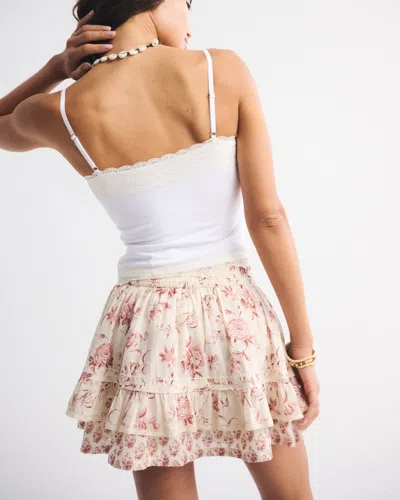 Abercrombie & Fitch High Rise Lace-trim Ruffle Mini Skort In White