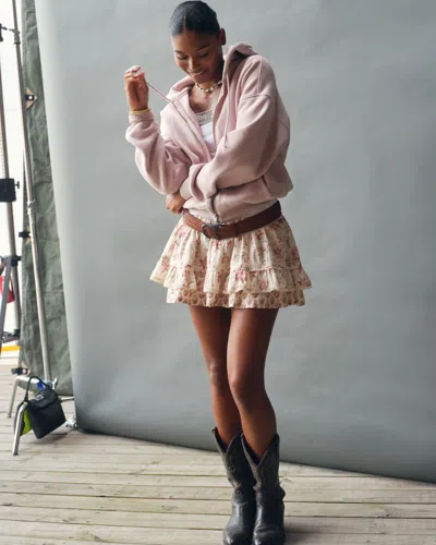 Abercrombie & Fitch High Rise Lace-trim Ruffle Mini Skort In White