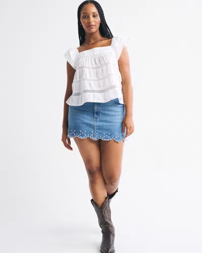 Abercrombie & Fitch Curve Love Mid Rise 5-pocket Denim Mini Skirt In Blue