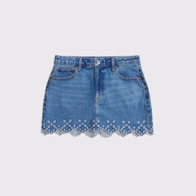 Abercrombie & Fitch Curve Love Mid Rise 5-pocket Denim Mini Skirt In Blue