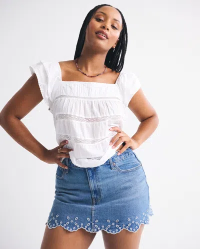 Abercrombie & Fitch Curve Love Mid Rise 5-pocket Denim Mini Skirt In Blue