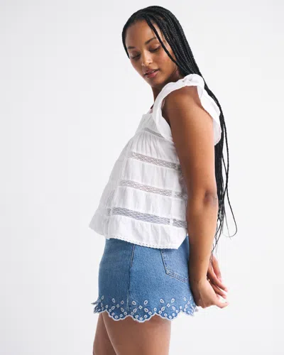 Abercrombie & Fitch Curve Love Mid Rise 5-pocket Denim Mini Skirt In Blue