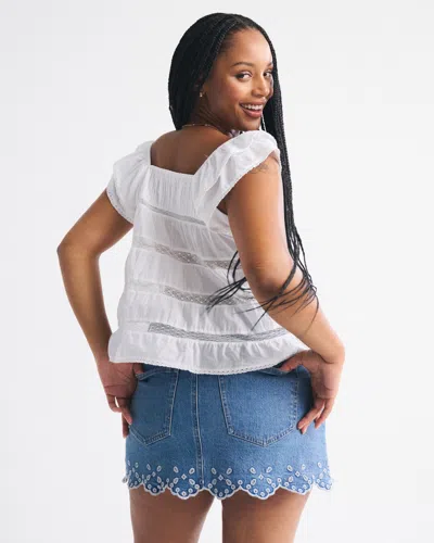 Abercrombie & Fitch Curve Love Mid Rise 5-pocket Denim Mini Skirt In Blue