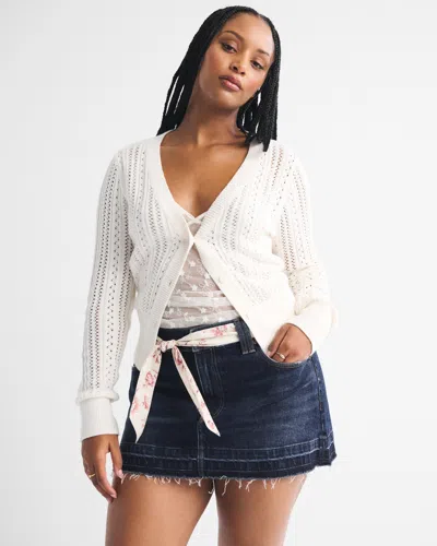 Abercrombie & Fitch Mid Rise Belted Scarf Denim Mini Skirt In Blue