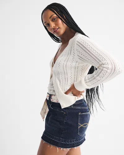 Abercrombie & Fitch Mid Rise Belted Scarf Denim Mini Skirt In Blue